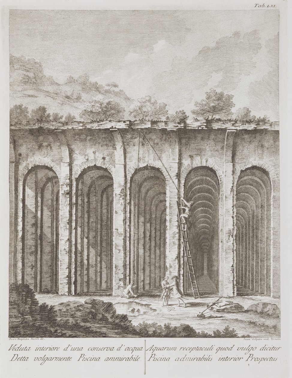Piscina Mirabilis, da Avanzi della Antichita esistenti a Pozzuoli, Cuma, e Baja di Paulo Antonio Paoli, inciso da Giovanni Volpato (1735-1803) da Giovanni Battista III Natali