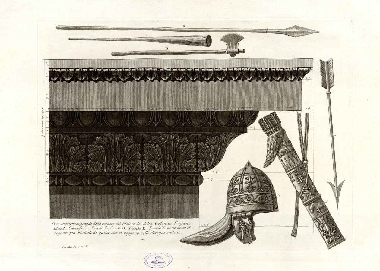 Dimostrazione in grande della cornice del Piedestallo della Colonna Traiana da Giovanni Battista Piranesi