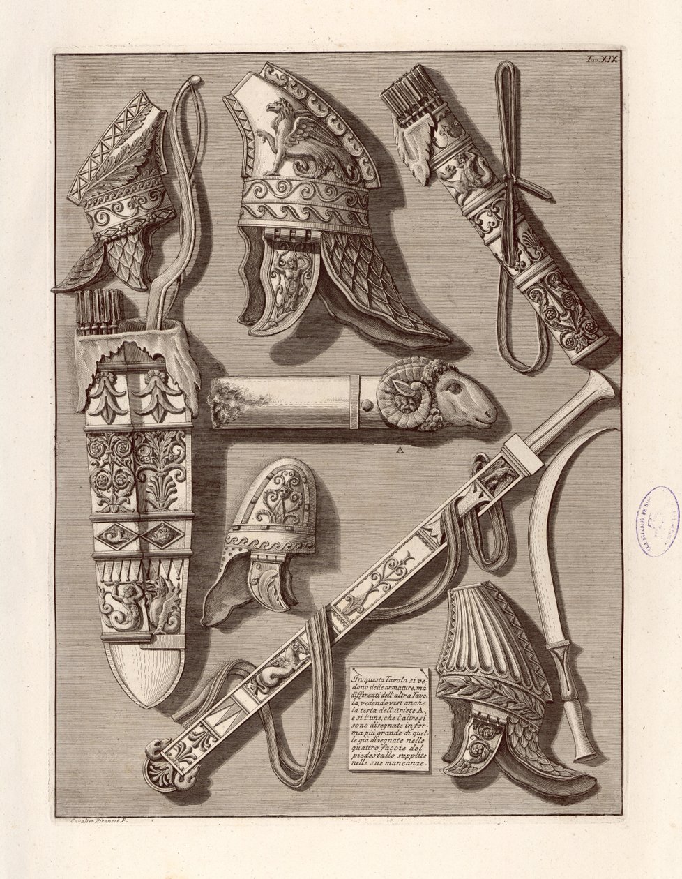In questa tavola si vedono delle armature da Giovanni Battista Piranesi