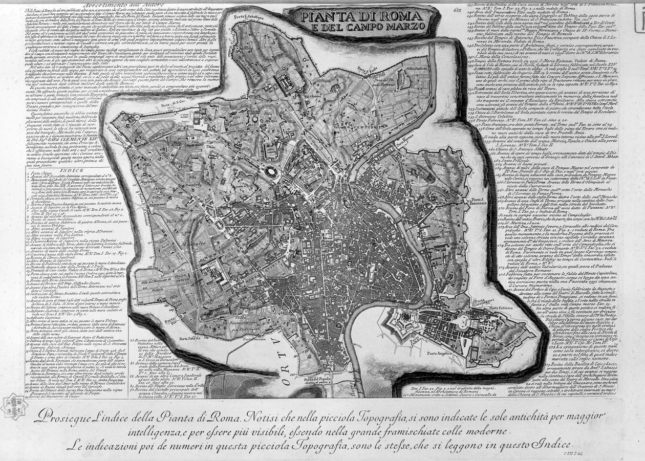 Mappa di Roma, parte 1 da Giovanni Battista Piranesi