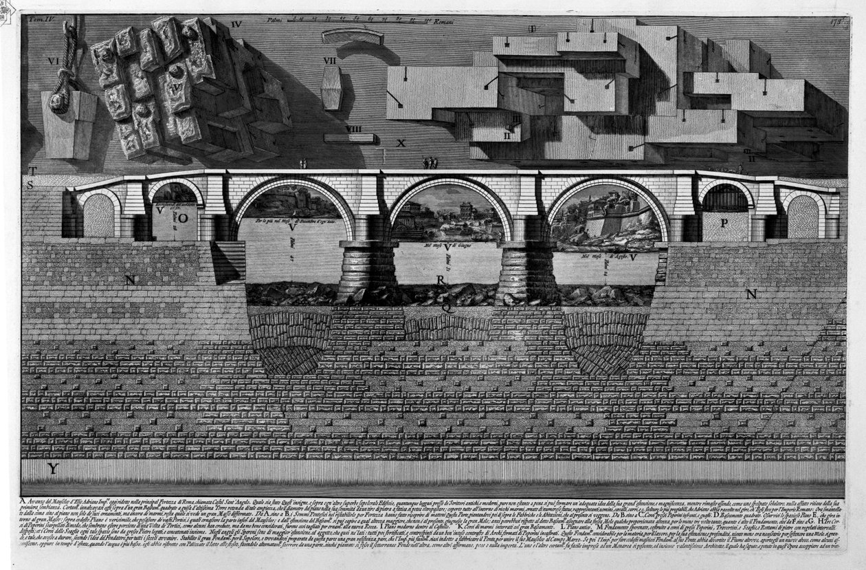 Mausoleo di Adriano (parte di tav.) da Giovanni Battista Piranesi