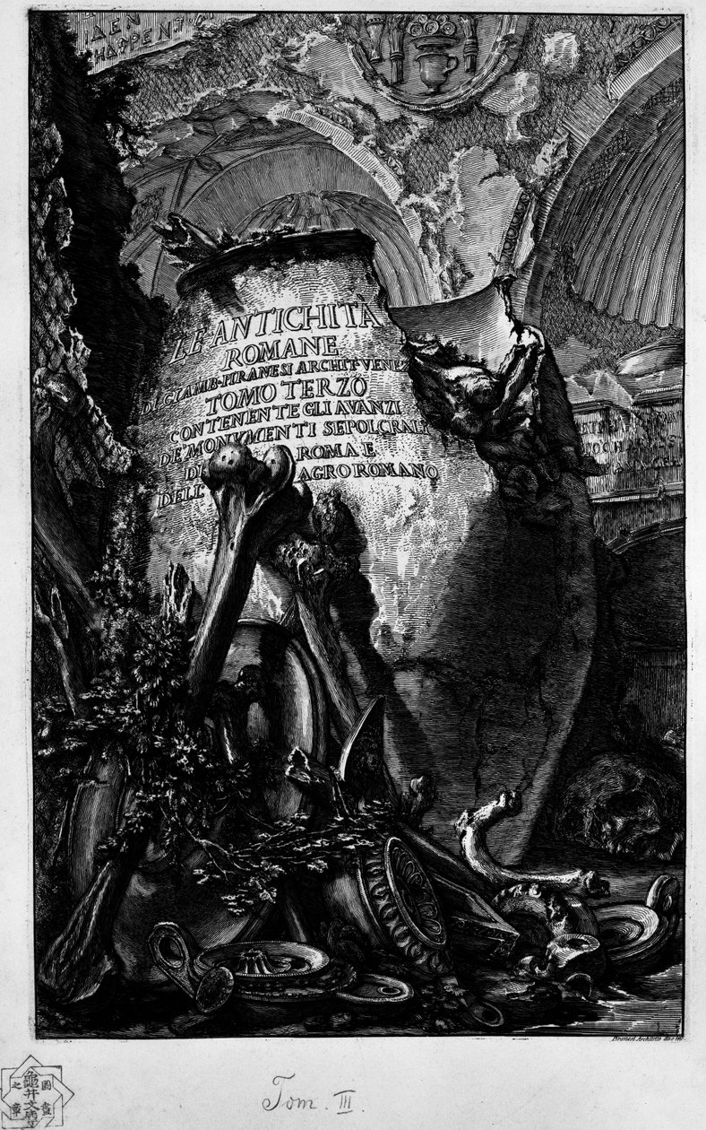 Pagina del titolo per il vol. 3 da Giovanni Battista Piranesi