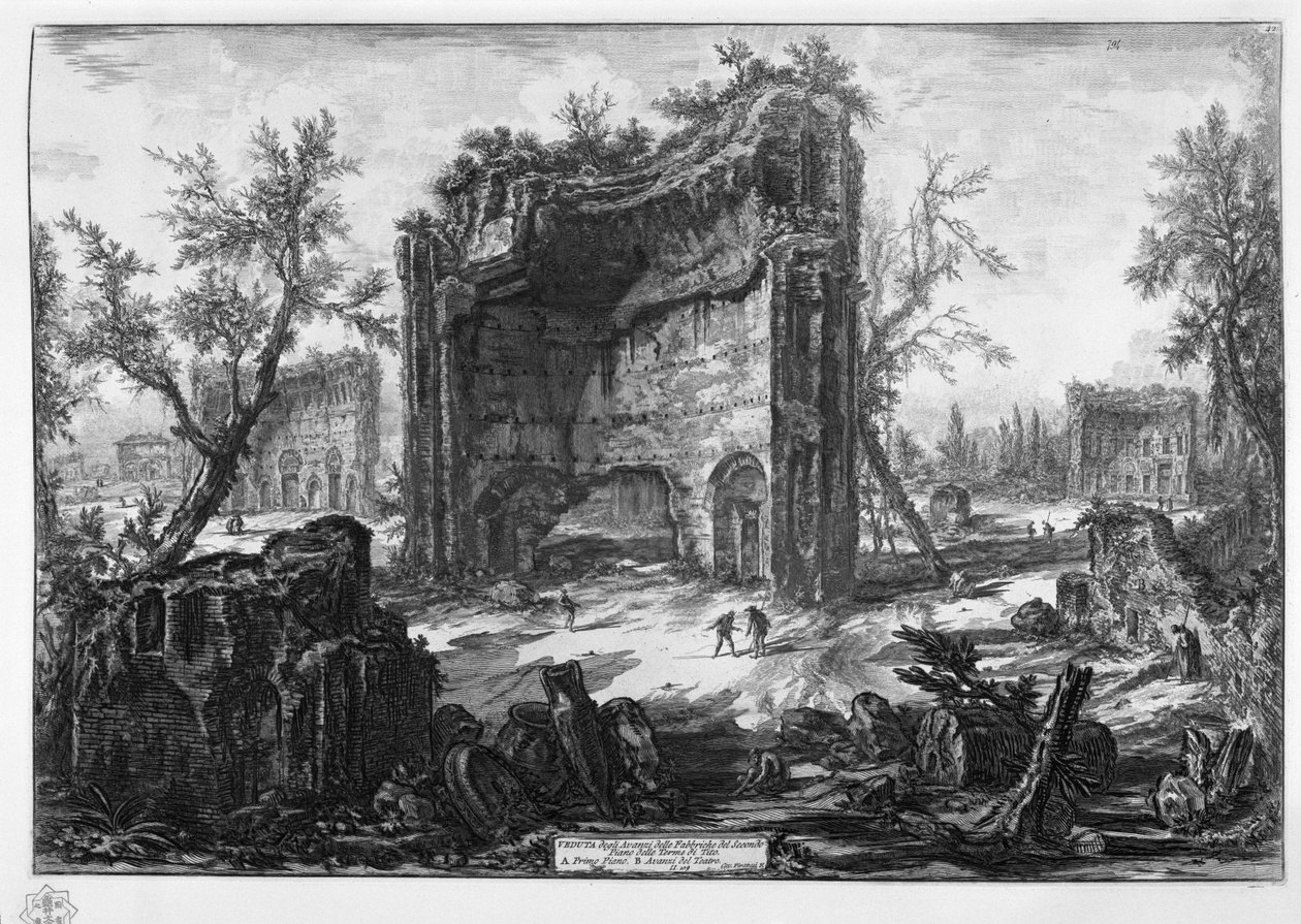 Veduta degli avanzi delle fabbriche del secondo piano delle Terme di Tito da Giovanni Battista Piranesi