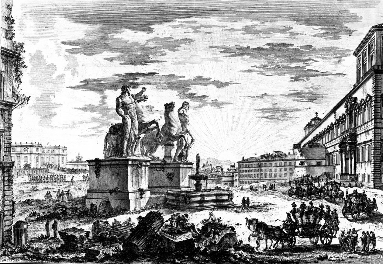 Veduta della Piazza di Monte Cavallo o Piazza del Quirinale, dalla serie 