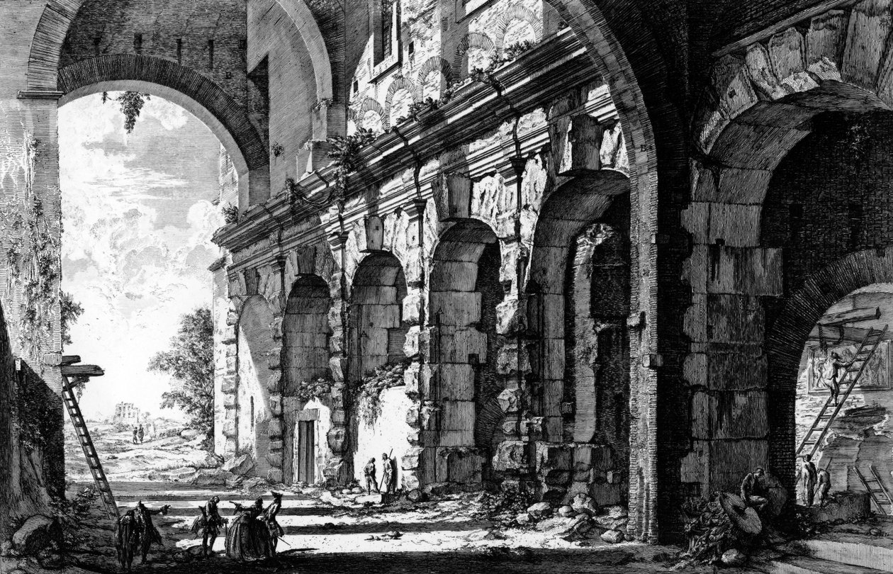 Veduta dei resti del Tempio di Claudio vicino alla Chiesa dei Santi Giovanni e Paolo, dalla serie 