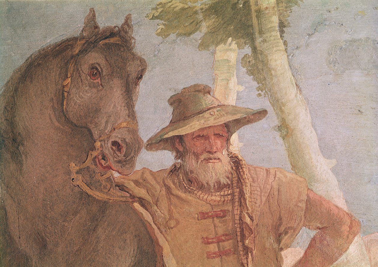 Dettaglio del cavaliere da Angelica che cura il ferito Medoro da Giovanni Battista Tiepolo
