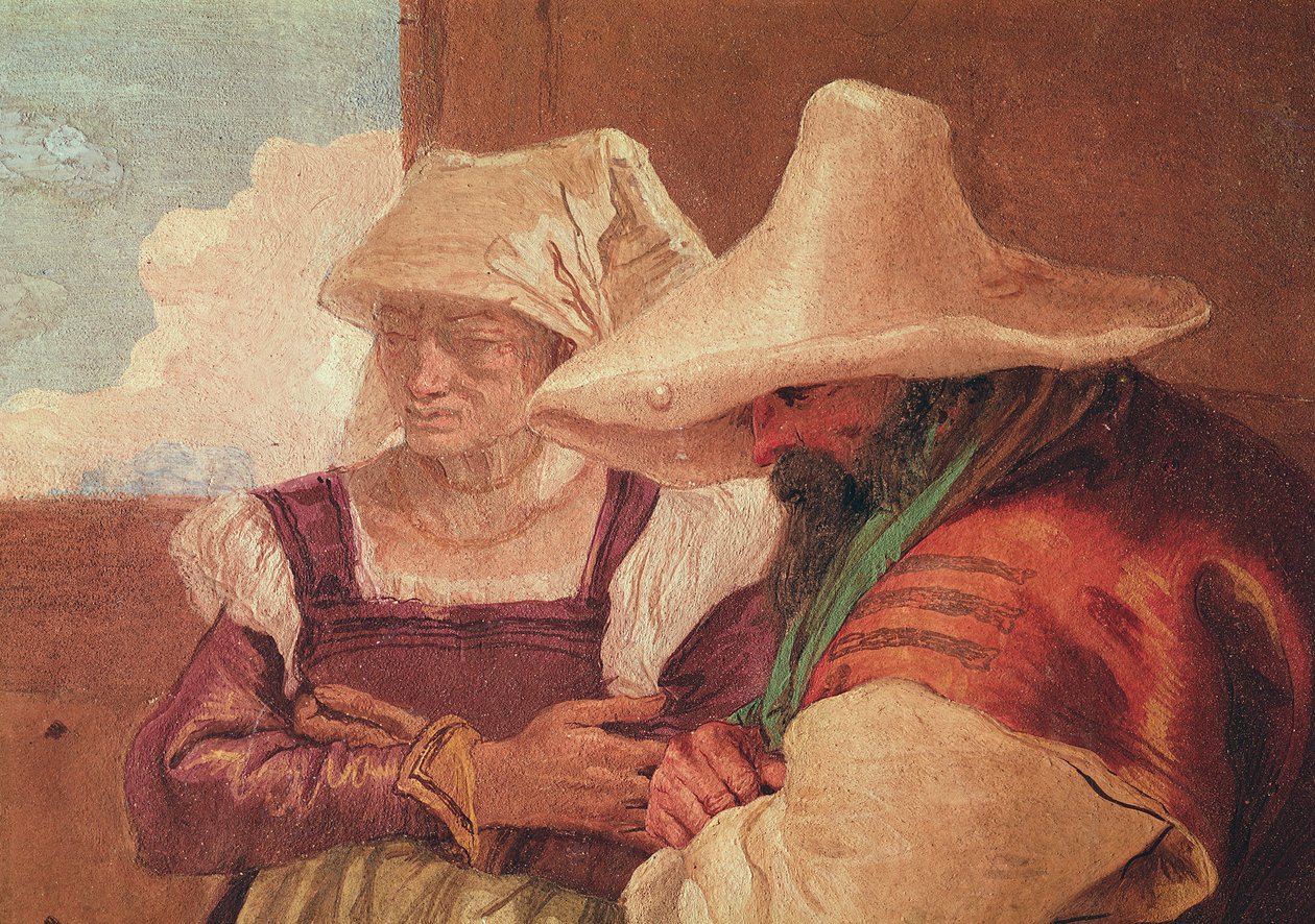 Dettaglio dei pastori da Angelica e Medoro con i Pastori, 1757 (dettaglio) da Giovanni Battista Tiepolo