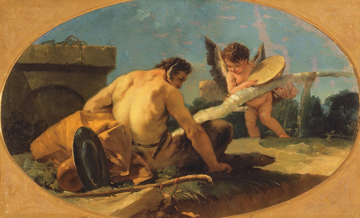 Satiro e Putto con un Tamburello da Giovanni-Battista Tiepolo