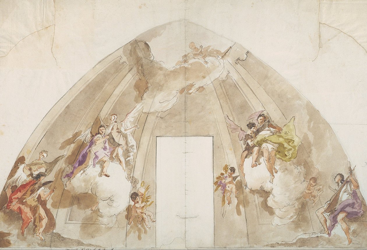 Angeli Cantanti e Musicanti - Disegno preparatorio per il soffitto della Cattedrale di Udine da Giovanni Battista Tiepolo