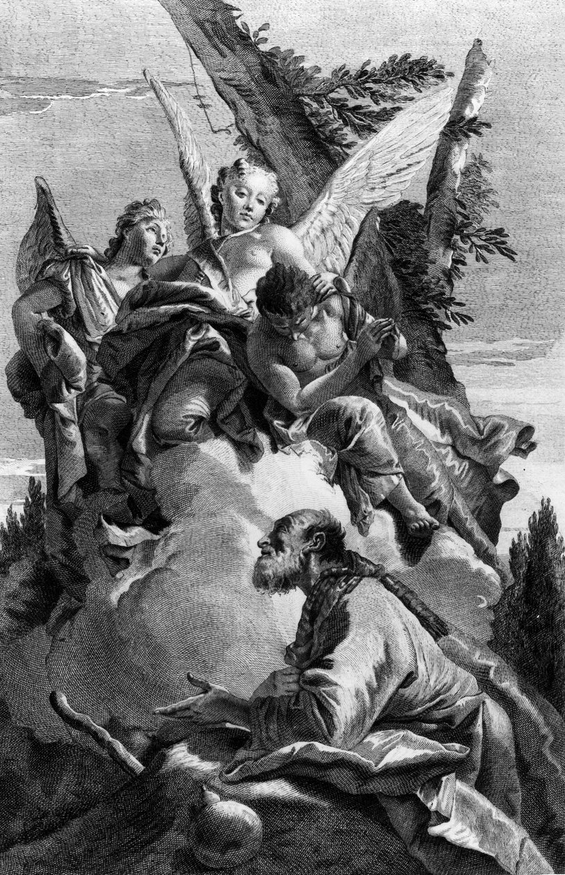Tre angeli appaiono ad Abramo, inciso da Pietro Monaco, c.1750 da Giovanni Battista Tiepolo