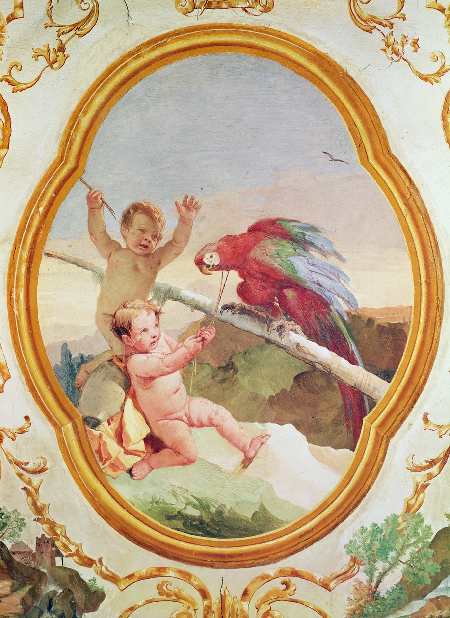 Due putti che giocano con un pappagallo da Giovanni Battista Tiepolo