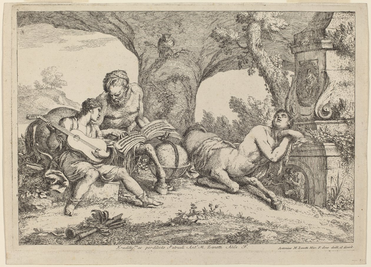 Chirone insegna musica ad Achille, 1758 da Giovanni Benedetto Castiglione