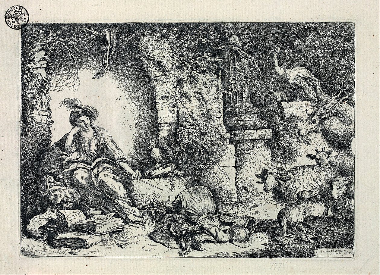 Circe trasforma i compagni di Ulisse in animali da Giovanni Benedetto Castiglione