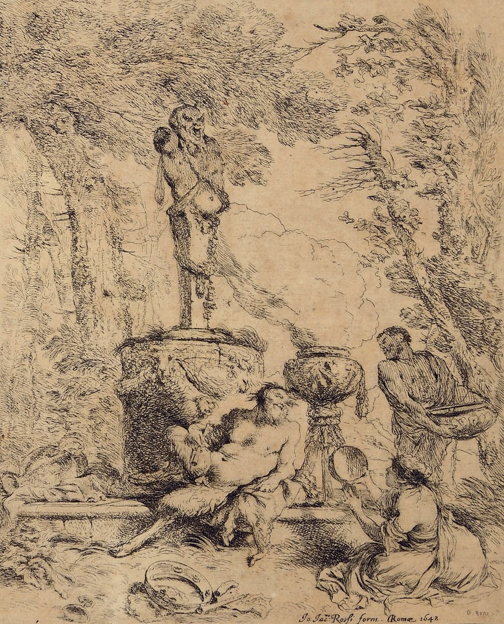 Scena pastorale, fauno e pastorella o festa davanti all