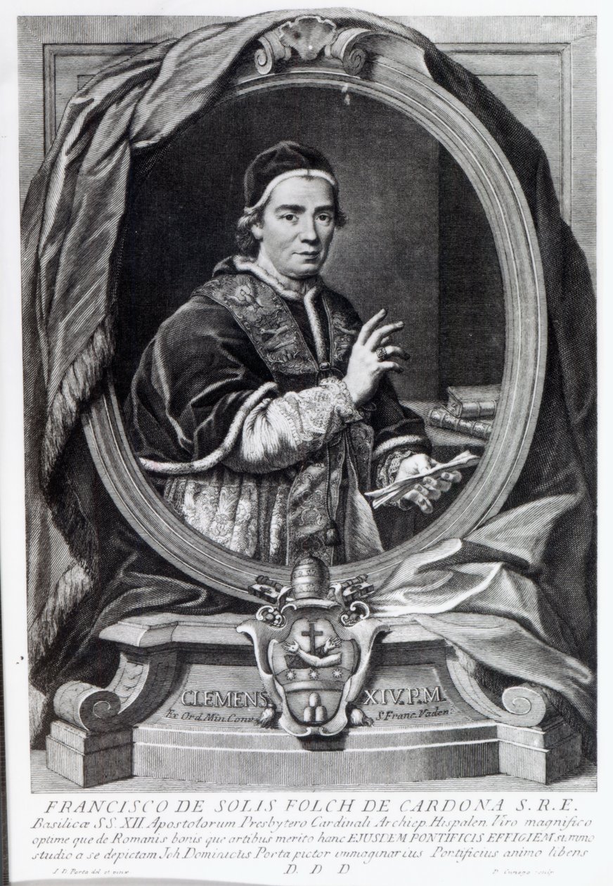 Papa Clemente XIV, inciso da Domencio Cunego da Giovanni Domenico Porta