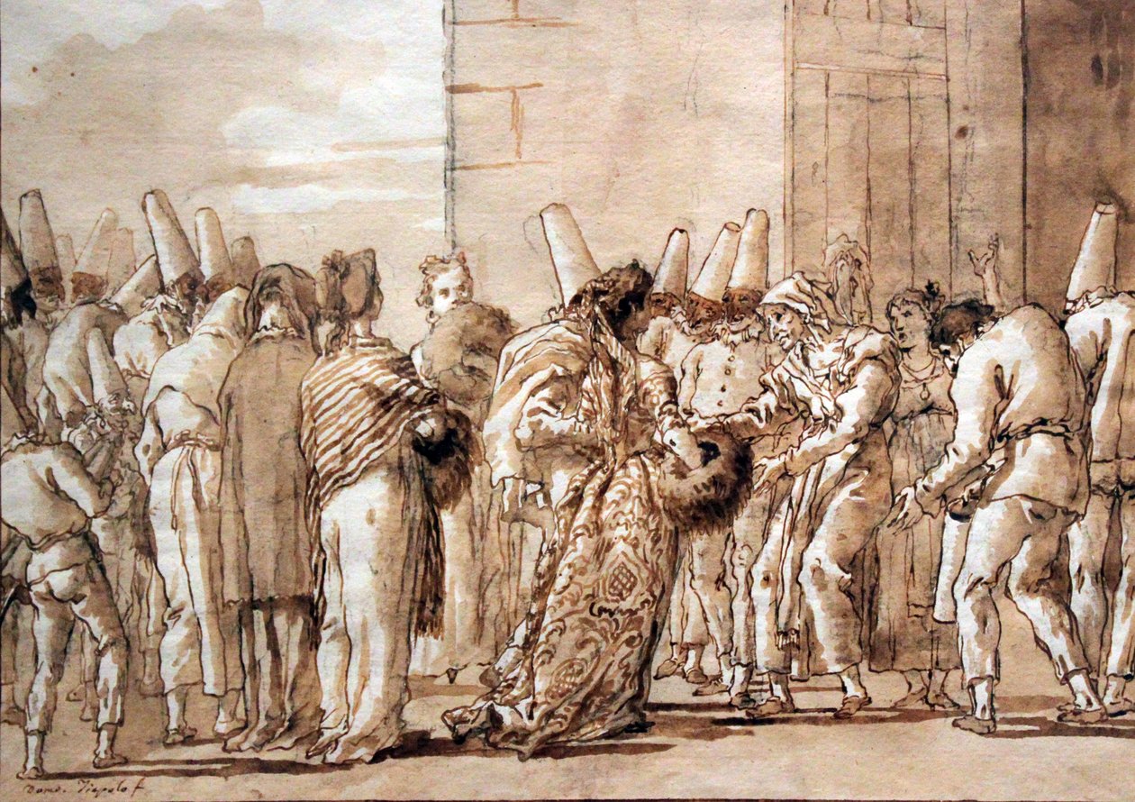 Il Padre di Pulcinella Porta la Sua Sposa a Casa da Giovanni Domenico Tiepolo