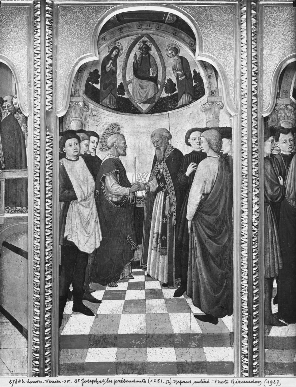 Ciclo della vita della Vergine, San Giuseppe e i pretendenti, c.1445 (olio su pannello di pioppo) da Giovanni Francesco da Rimini