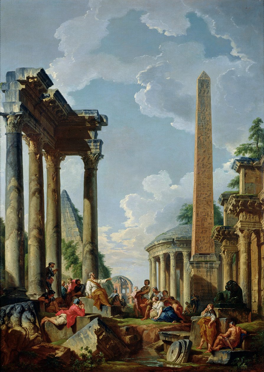 Capriccio Architettonico con un Predicatore nelle Rovine, c.1745 da Giovanni Paolo Pannini