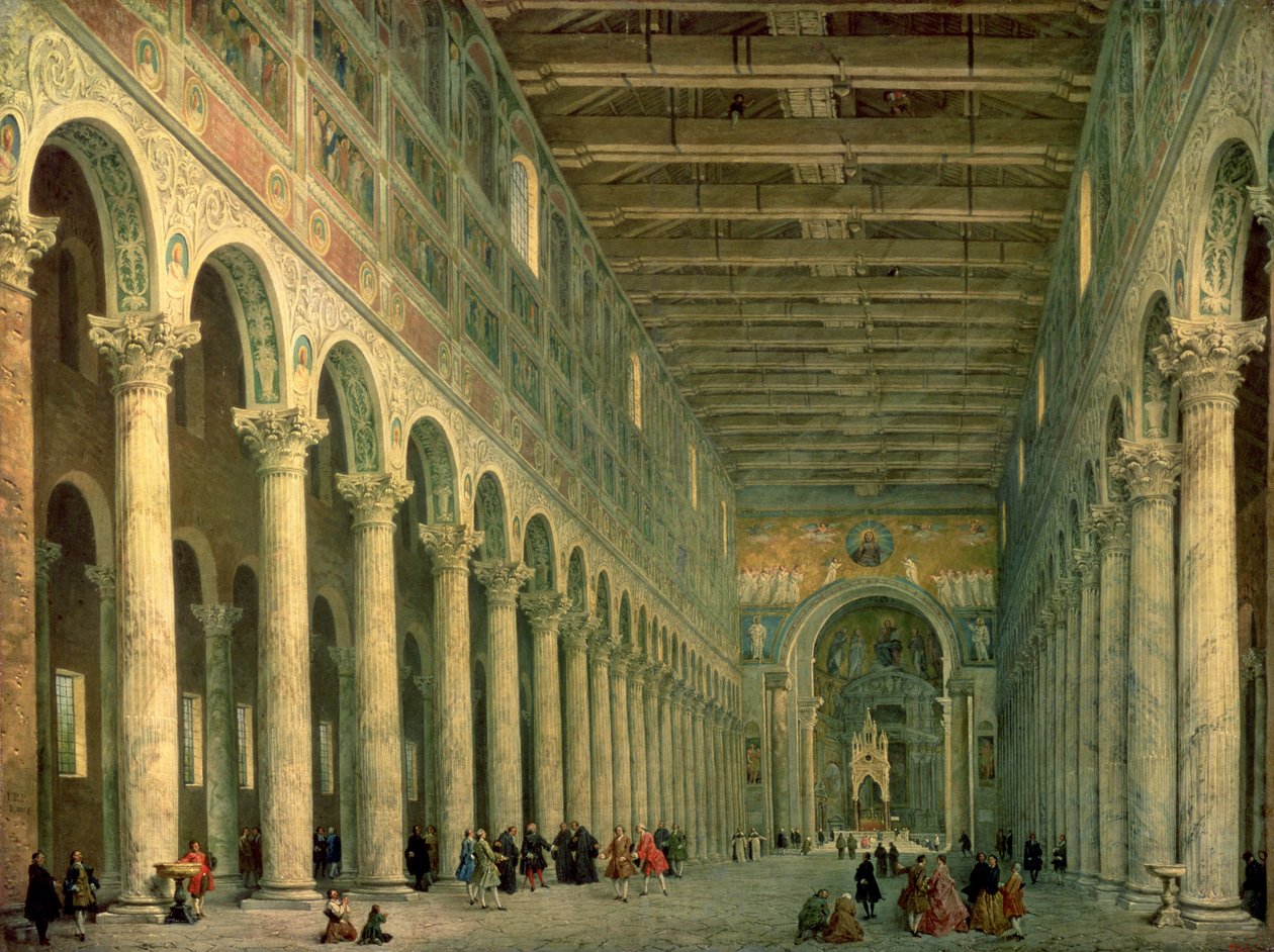 Interno della Chiesa di San Paolo Fuori le Mura, Roma, 1750 da Giovanni Paolo Pannini