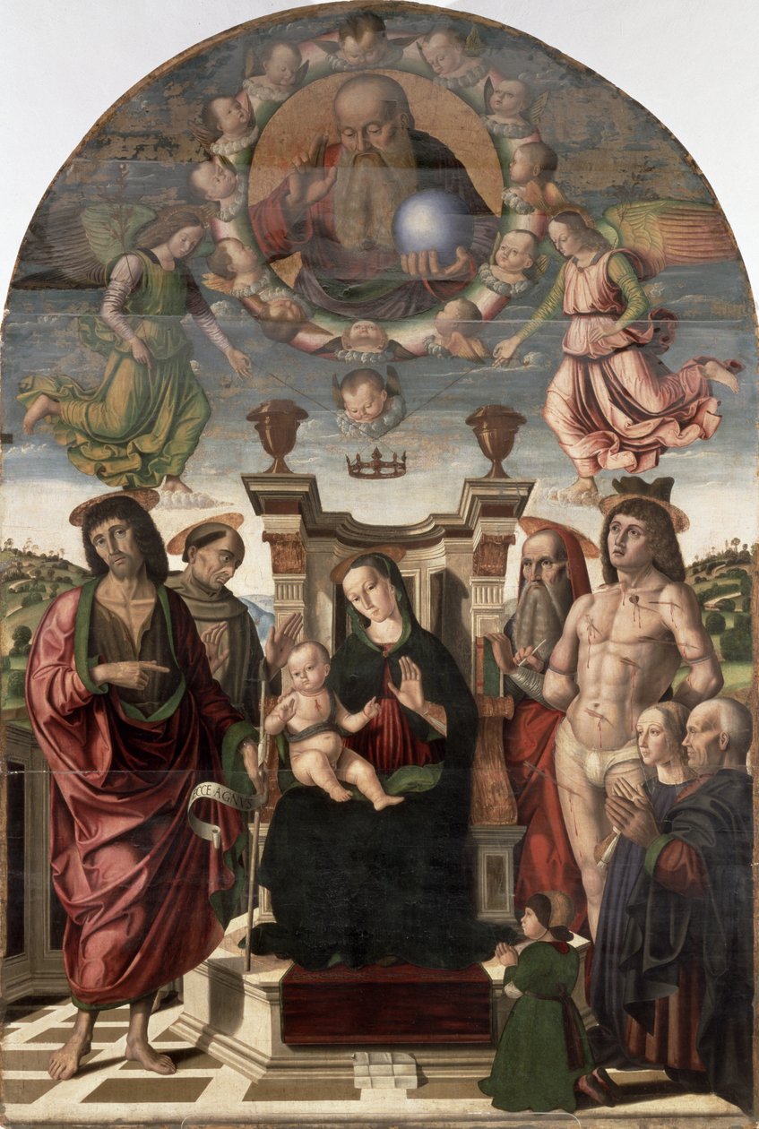 La Madonna col Bambino in trono con santi da Giovanni Santi or Sanzio