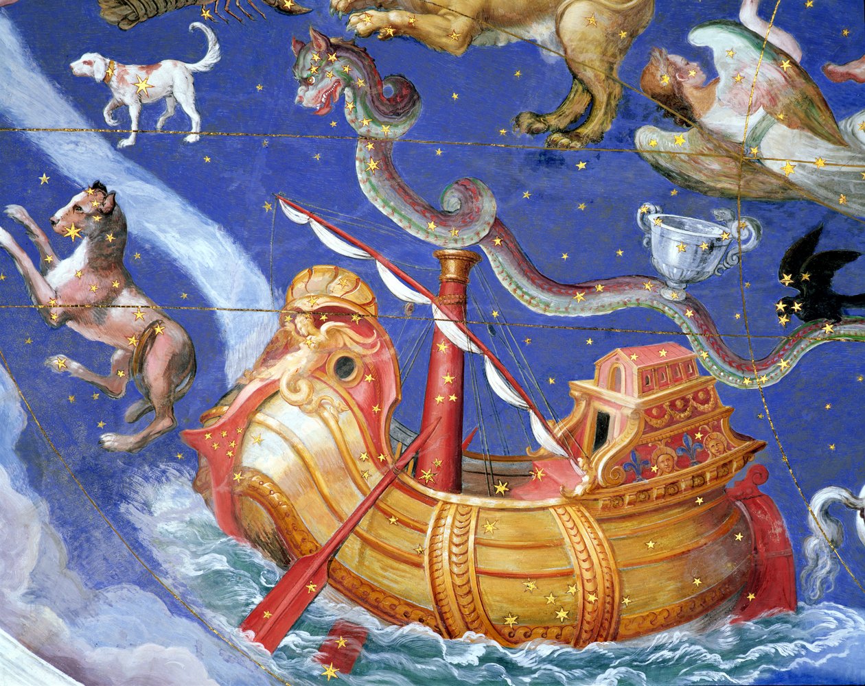 Scena dello Zodiaco con un galeone, dettaglio dalla volta della 