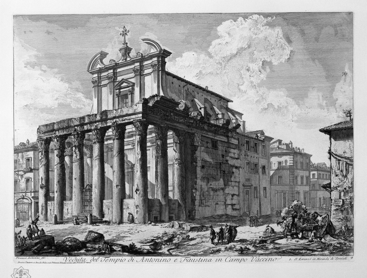 Veduta del Tempio di Antonino e Faustina in Campo Vaccino da Giovanni Battista Piranesi