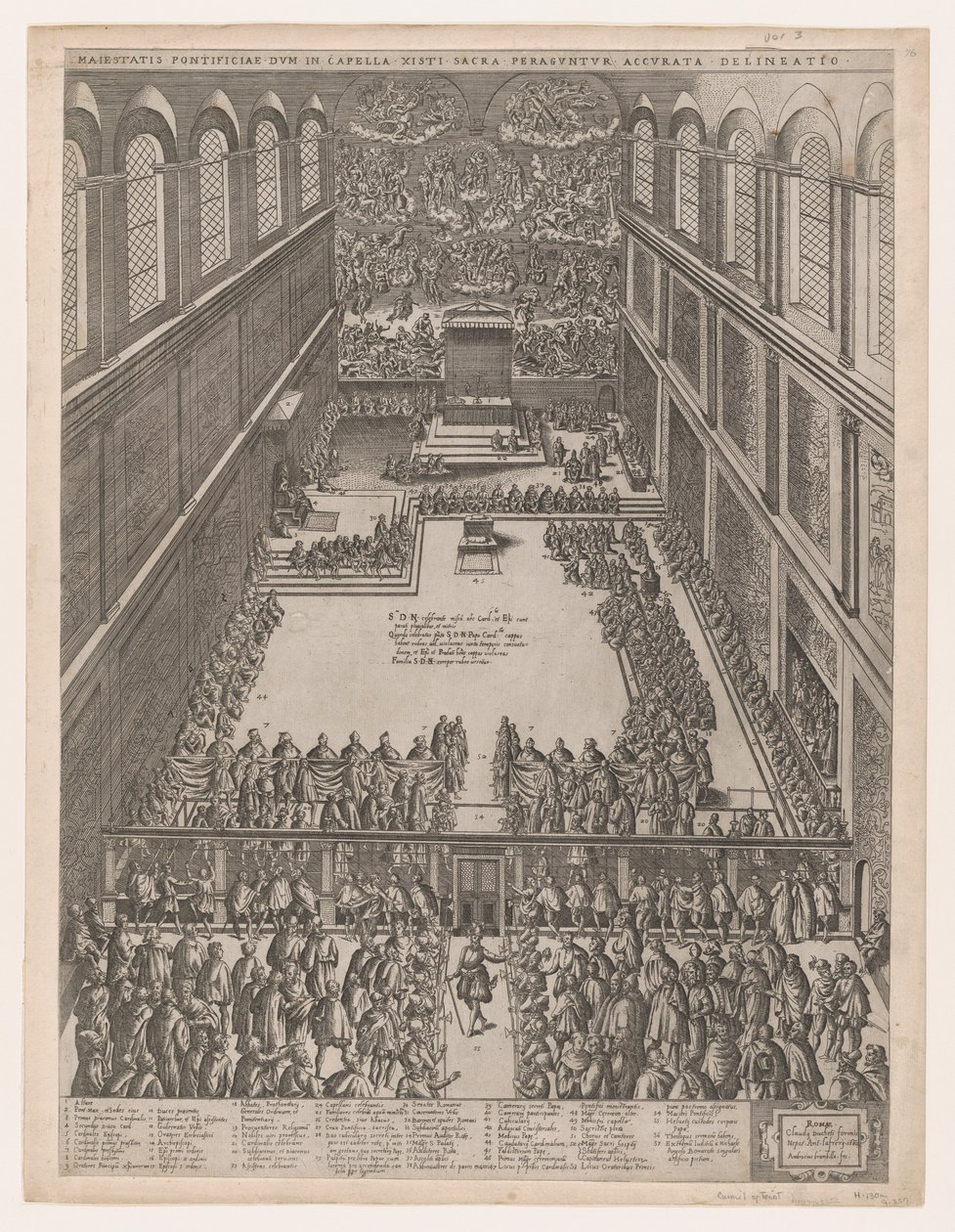 Speculum Romanae Magnificentiae: Un raduno papale nella Cappella Sistina, 1582 da Giovanni Ambrogio Brambilla