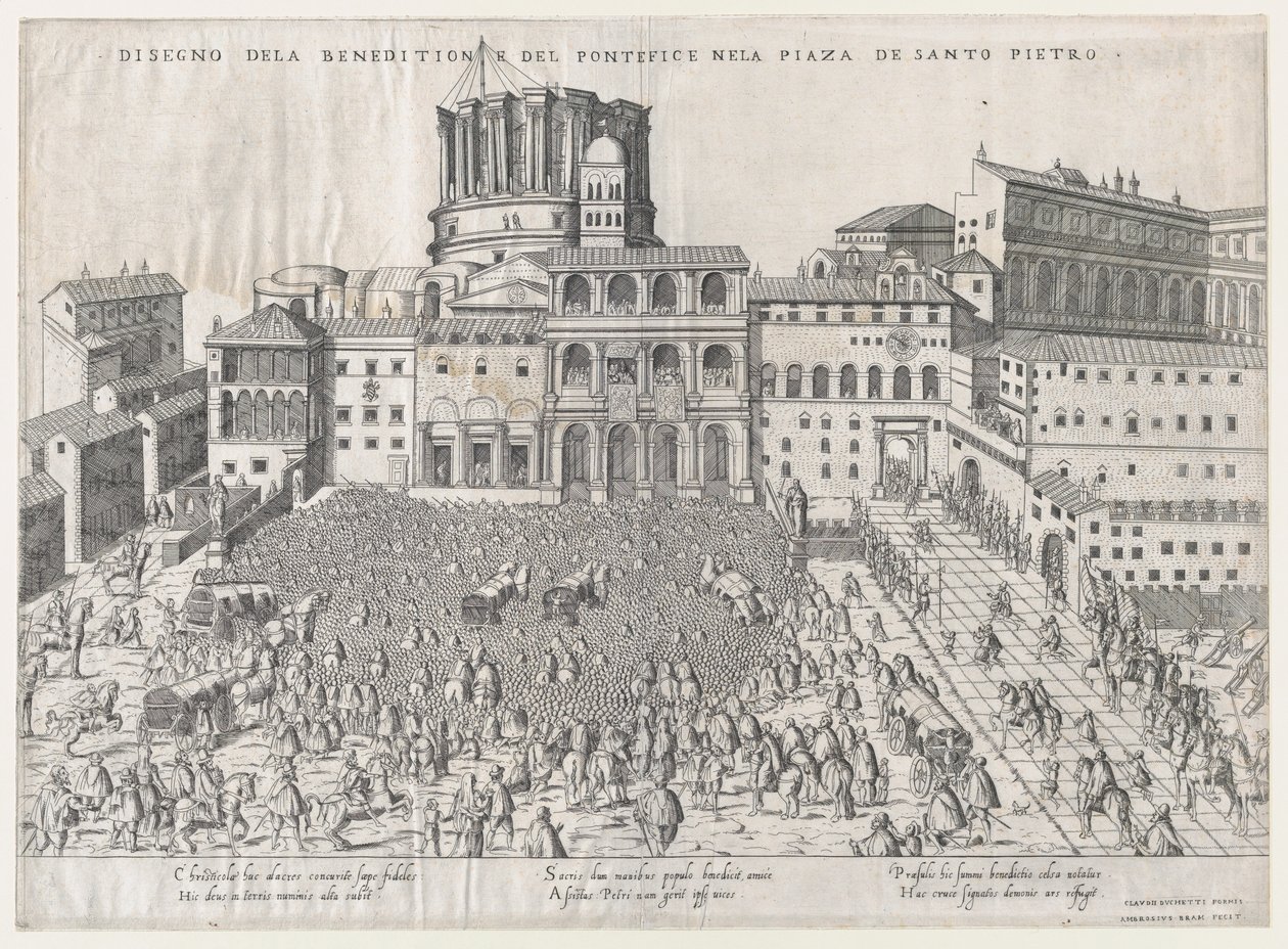 Speculum Romanae Magnificentiae: Benedizione papale, fine XVI secolo da Giovanni Ambrogio Brambilla