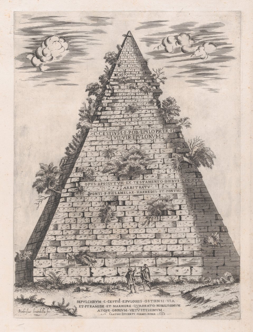Speculum Romanae Magnificentiae: Piramide di Caio Cestio, 1582 da Giovanni Ambrogio Brambilla