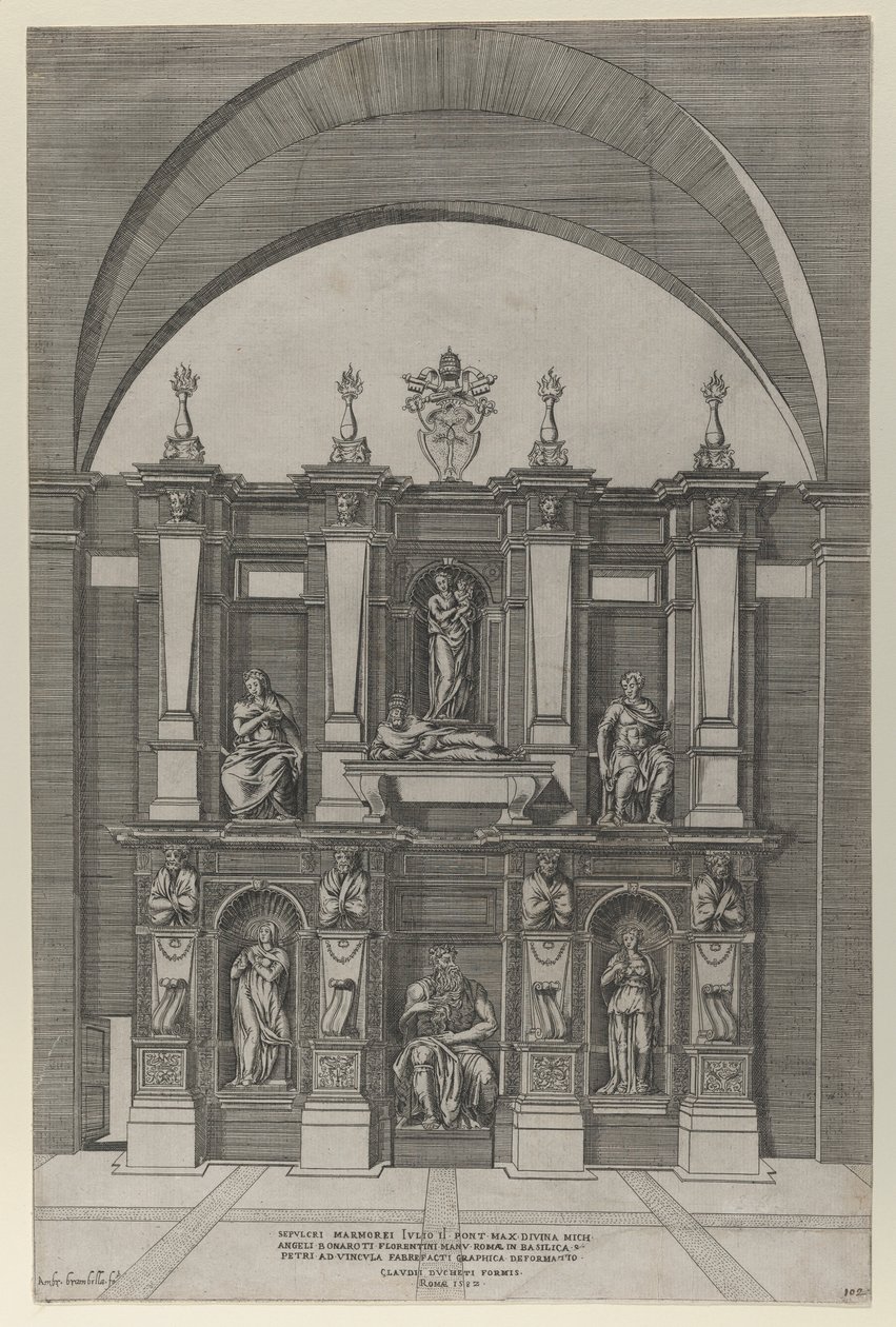 Speculum Romanae Magnificentiae: Sepolcro di Giulio II, 1582 da Giovanni Ambrogio Brambilla
