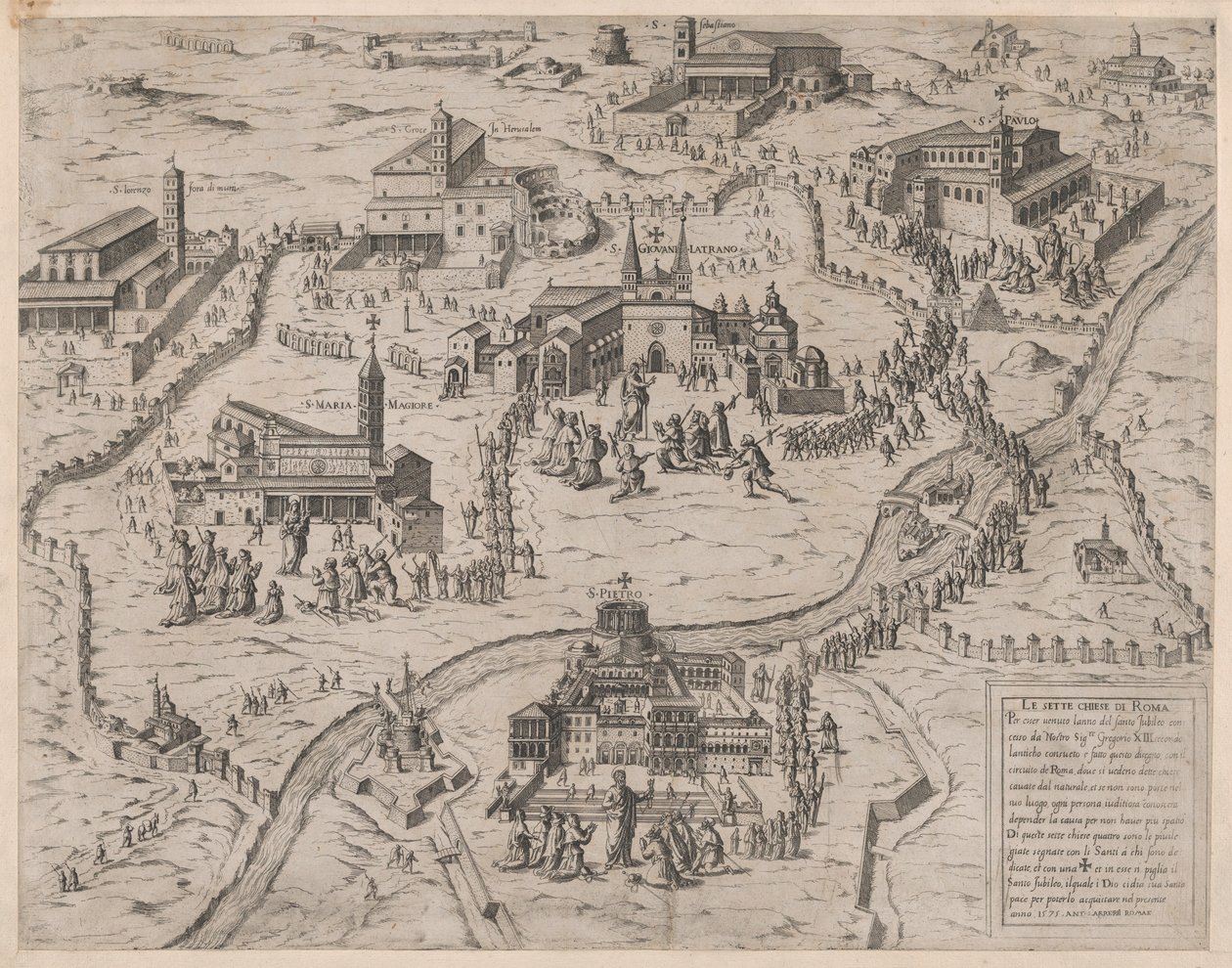 Le Sette Chiese di Roma, 1575 da Giovanni Ambrogio Brambilla.
