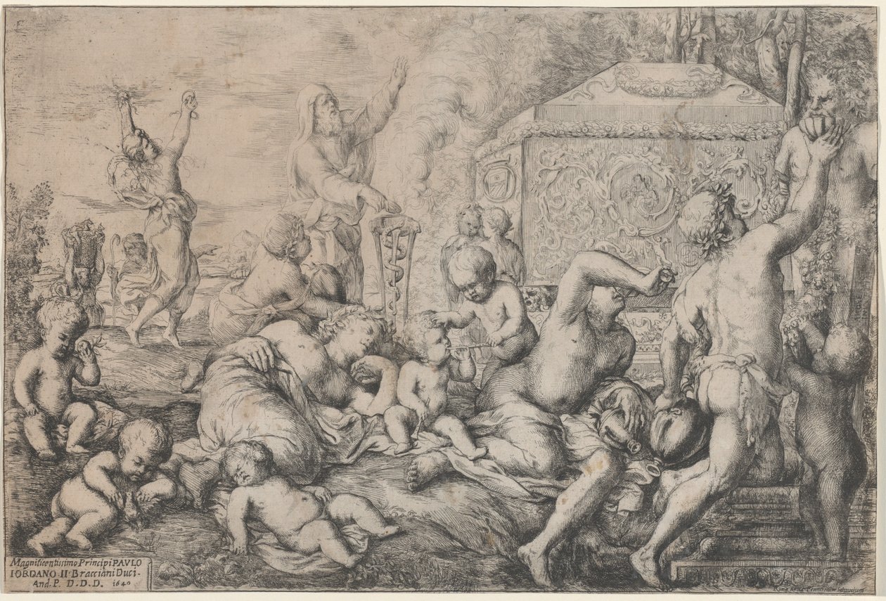 Baccanale con altare, fauno e Sileno da Giovanni Andrea Podesta