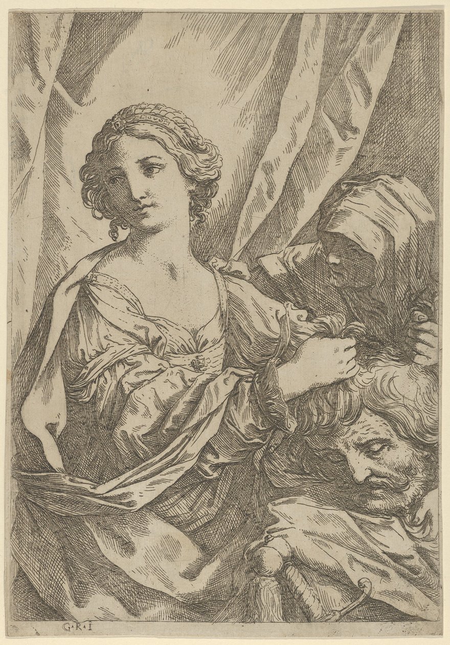 Giuditta che afferra per i capelli la testa di Oloferne e guarda a sinistra da Giovanni Andrea Sirani