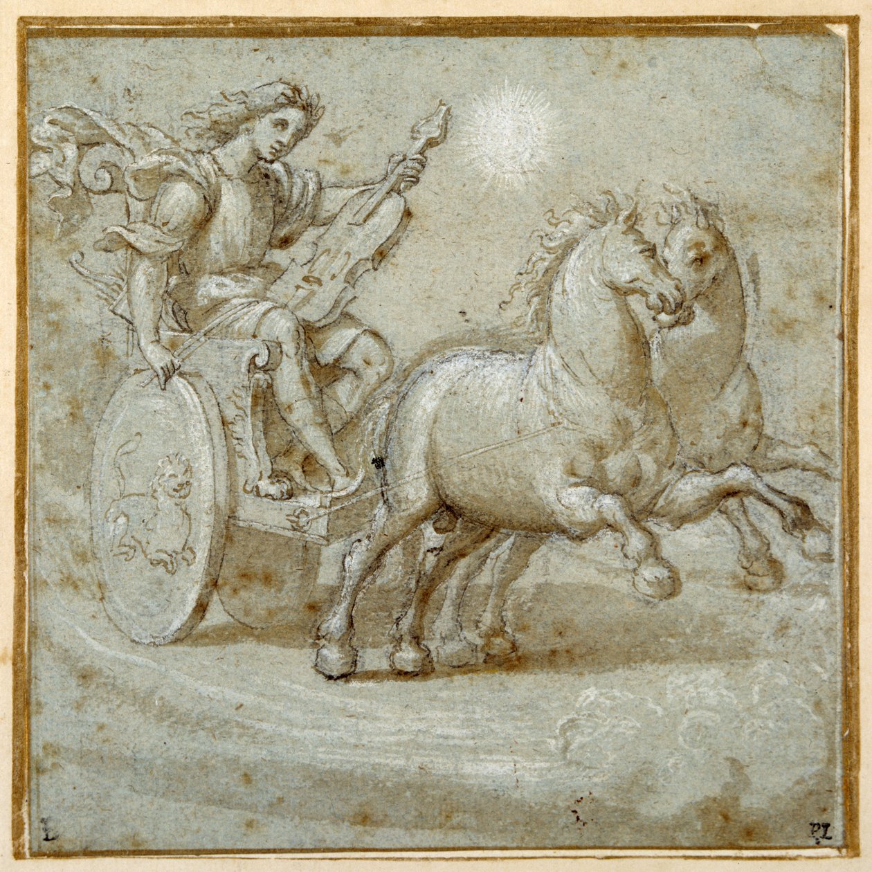 Apollo seduto sul suo carro con la sua viola da Giovanni Antonio (circle of) Pordenone