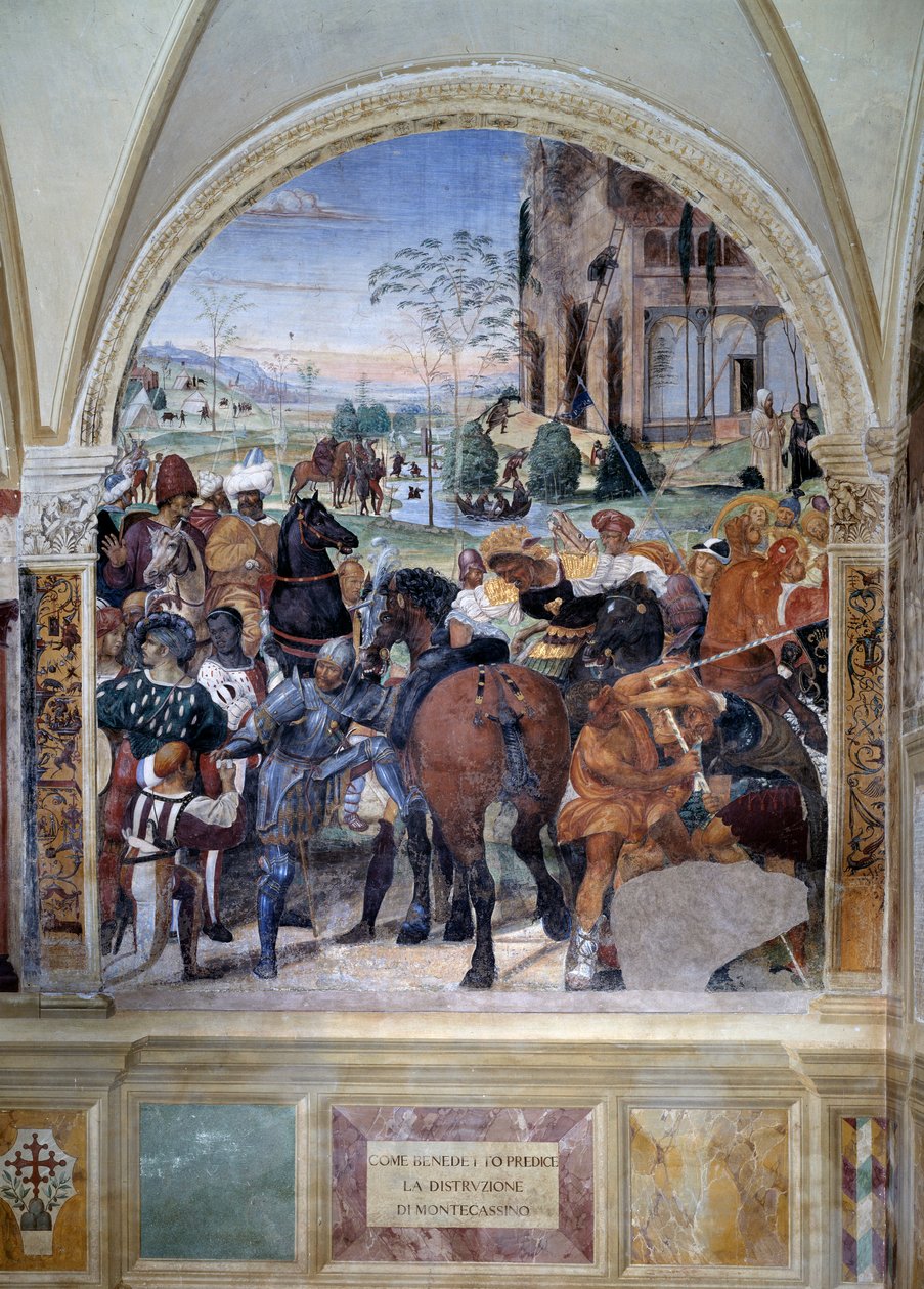 Come Benedetto predice la distruzione di Monte Cassino (dettaglio) da Giovanni Antonio Bazzi Sodoma