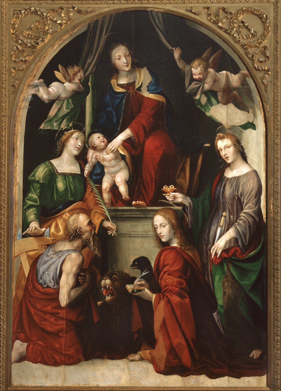 Madonna col Bambino e angeli tra i santi Girolamo, Caterina d