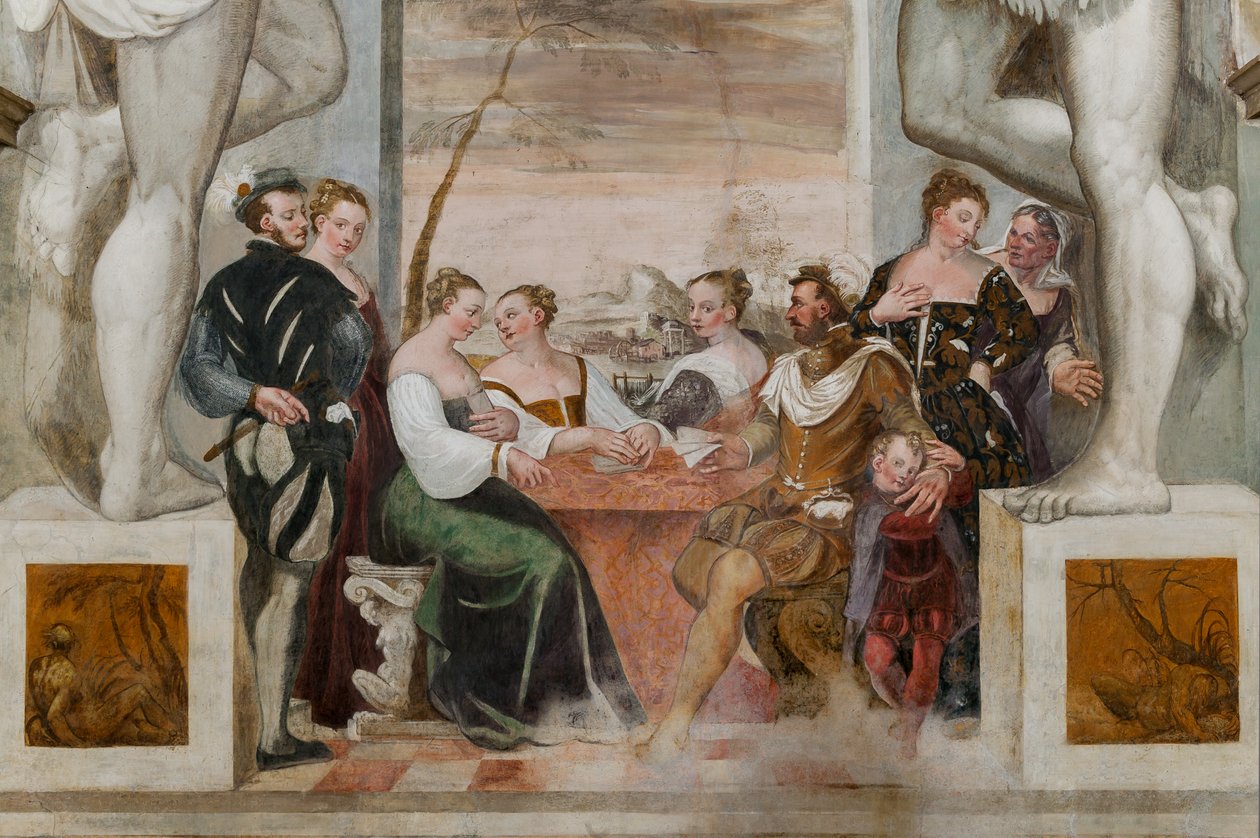 Gioco di carte, Sala principale, c.1570 (affresco) da Giovanni Antonio Fasolo