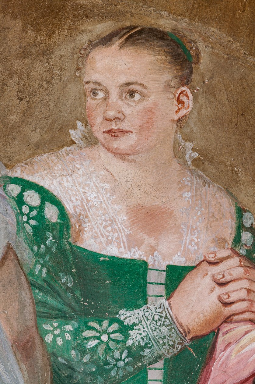 Figura femminile (dettaglio) della Clemenza di Scipione, Sala del camino, c.1560-65 da Giovanni Antonio Fasolo