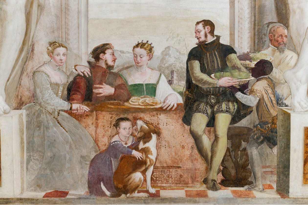 Il banchetto, Sala principale, c.1570 (affresco) da Giovanni Antonio Fasolo