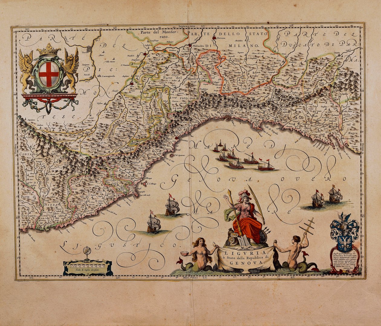 Mappa della Regione Liguria, di Giovanni Antonio Magini da Giovanni Antonio Magini