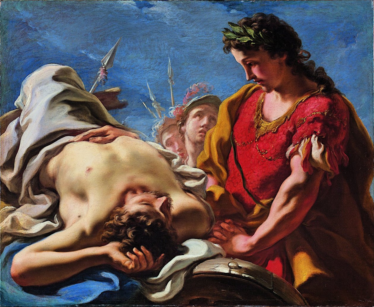 Alessandro presso la salma del defunto Dario da Giovanni Antonio Pellegrini