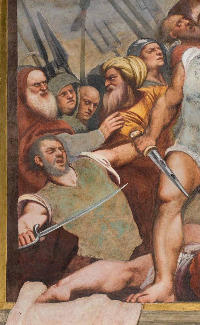Navata centrale, Prima campata sud, Cristo inchiodato alla croce, Il Pordenone da Giovanni Antonio Pordenone