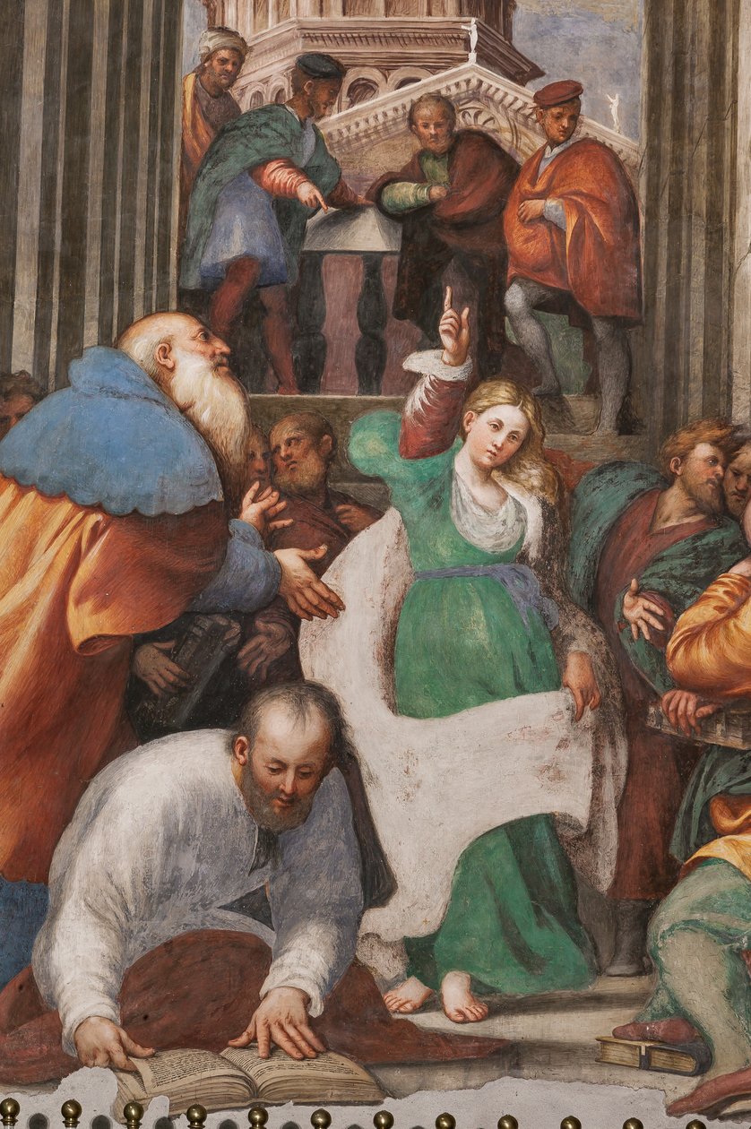 La disputa di Santa Caterina con i filosofi, 1530-32 (affresco) (dettaglio) da Giovanni Antonio Pordenone