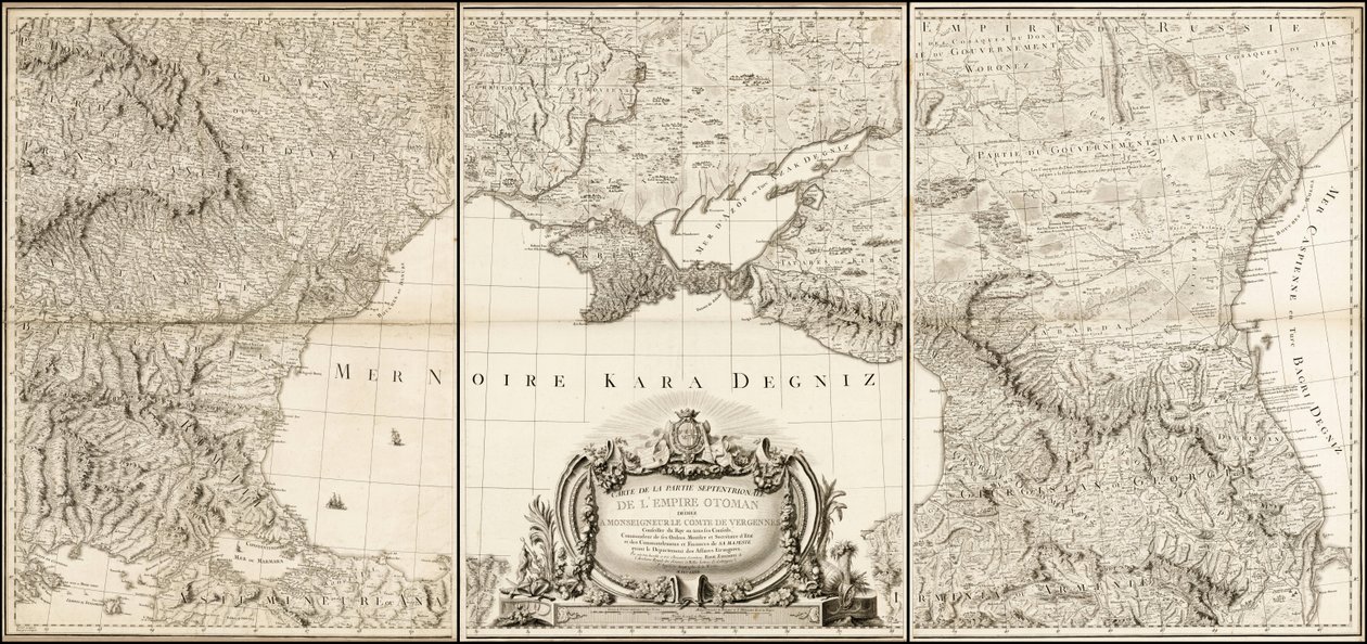 Mappa del 1774 del Mar Nero con le parti adiacenti degli Imperi turco e russo da Giovanni Antonio Rizzi Zannoni