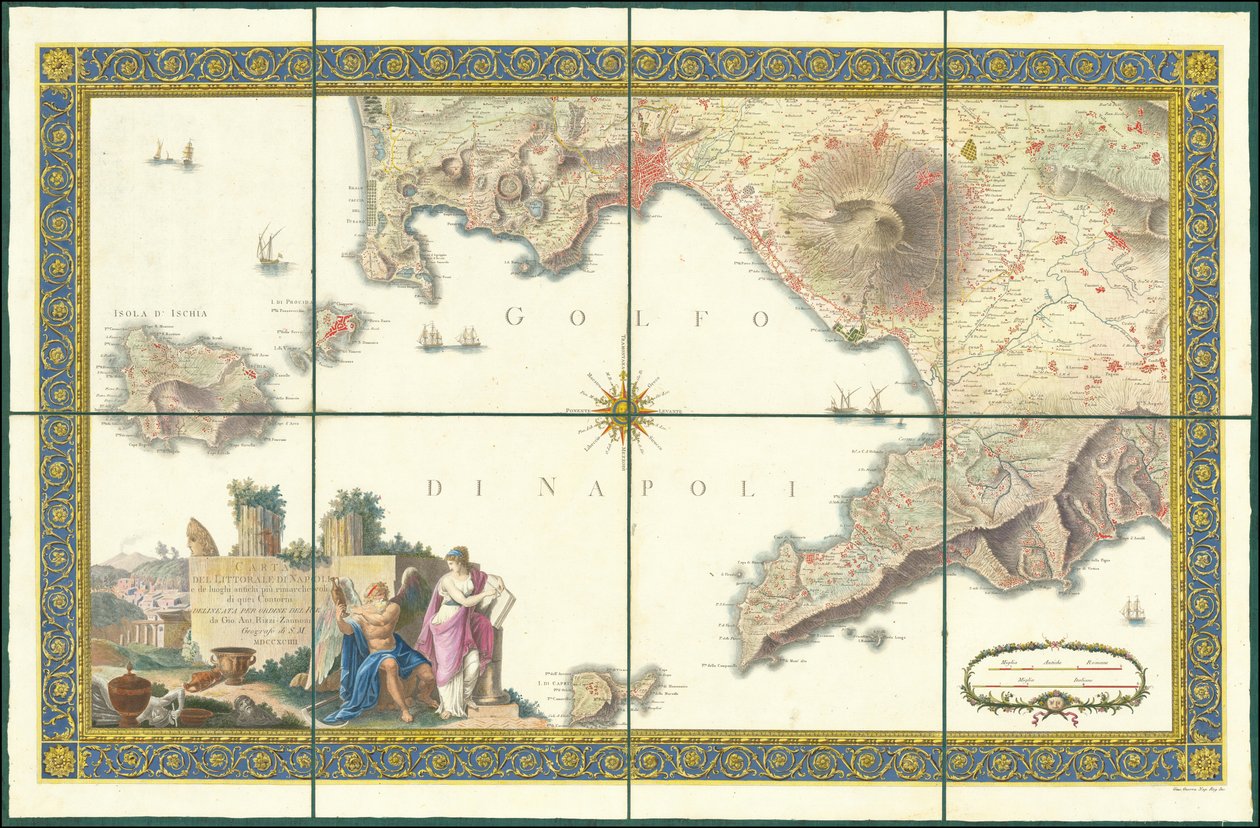 Mappa del Golfo di Napoli del 1794 da Giovanni Antonio Rizzi Zannoni