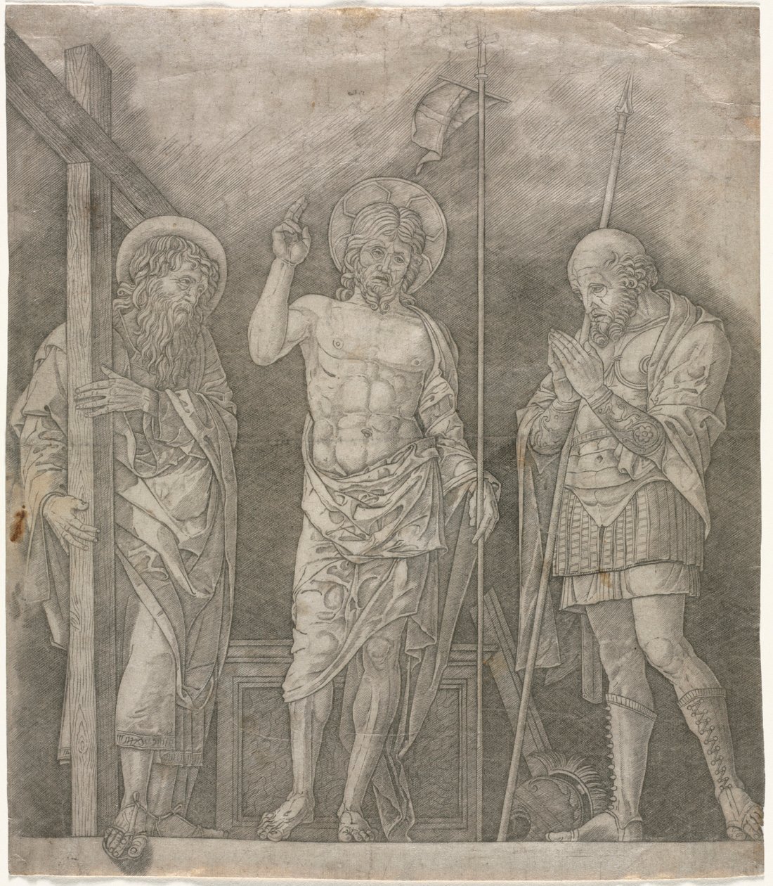 Cristo risorto tra i santi Andrea e Longino da Giovanni Antonio da Brescia