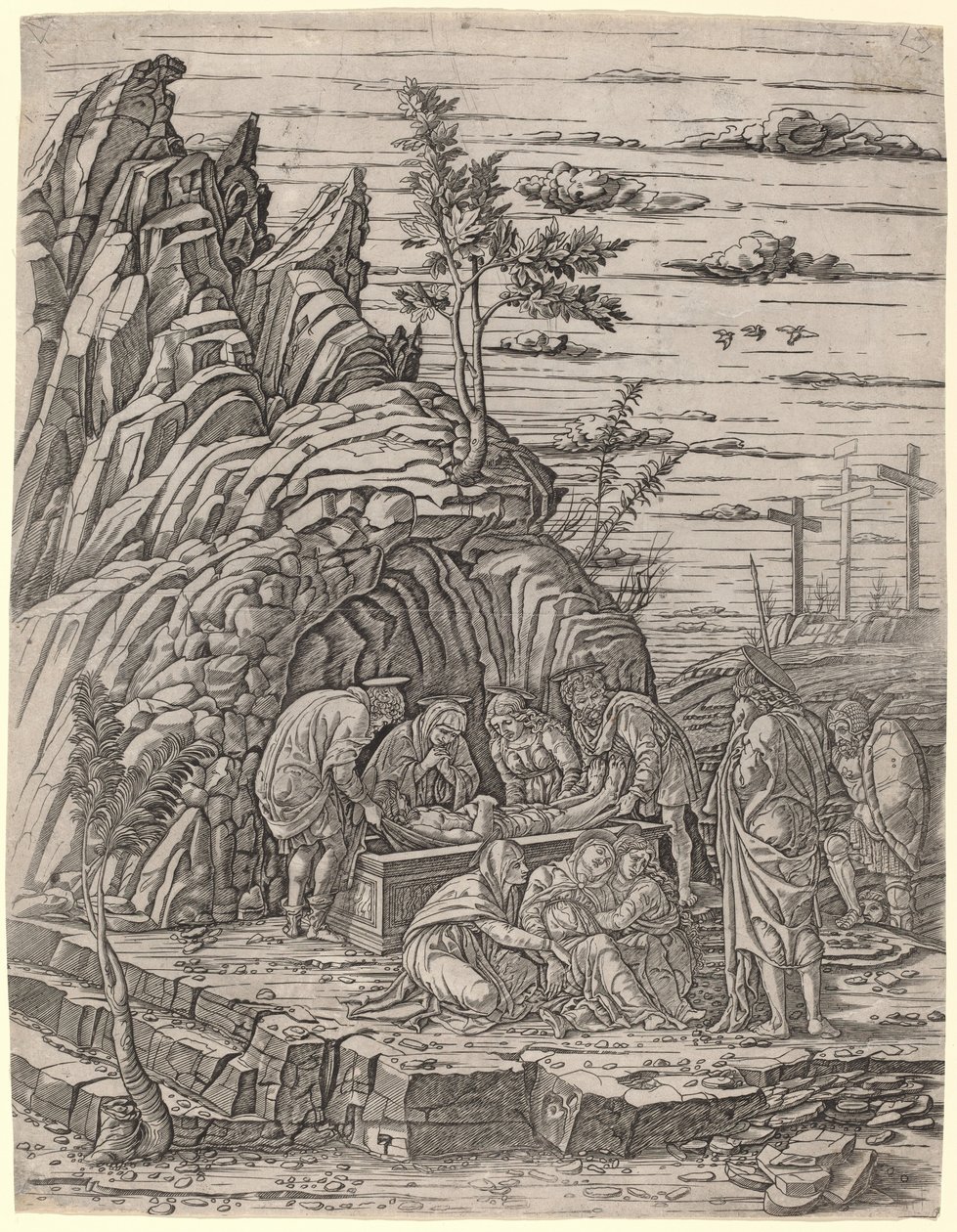 La sepoltura con tre uccelli da Giovanni Antonio da Brescia, after Andrea Mantegna