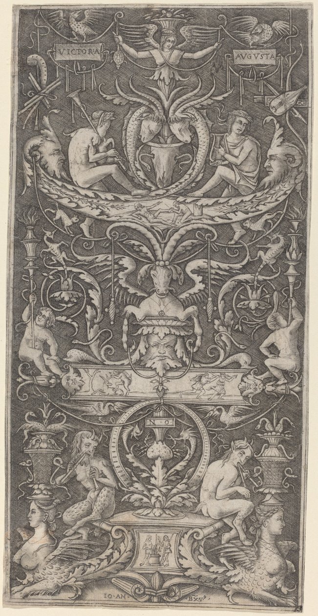 Pannello ornamentale con iscrizione "Victoria Augusta" da Giovanni Antonio da Brescia after Nicoletto