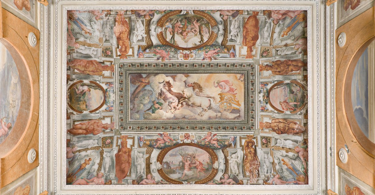 Carro del Sole guidato da Apollo, Loggia di Apollo, c.1560 da Giovanni Battista and Cambiaso Luca Castello