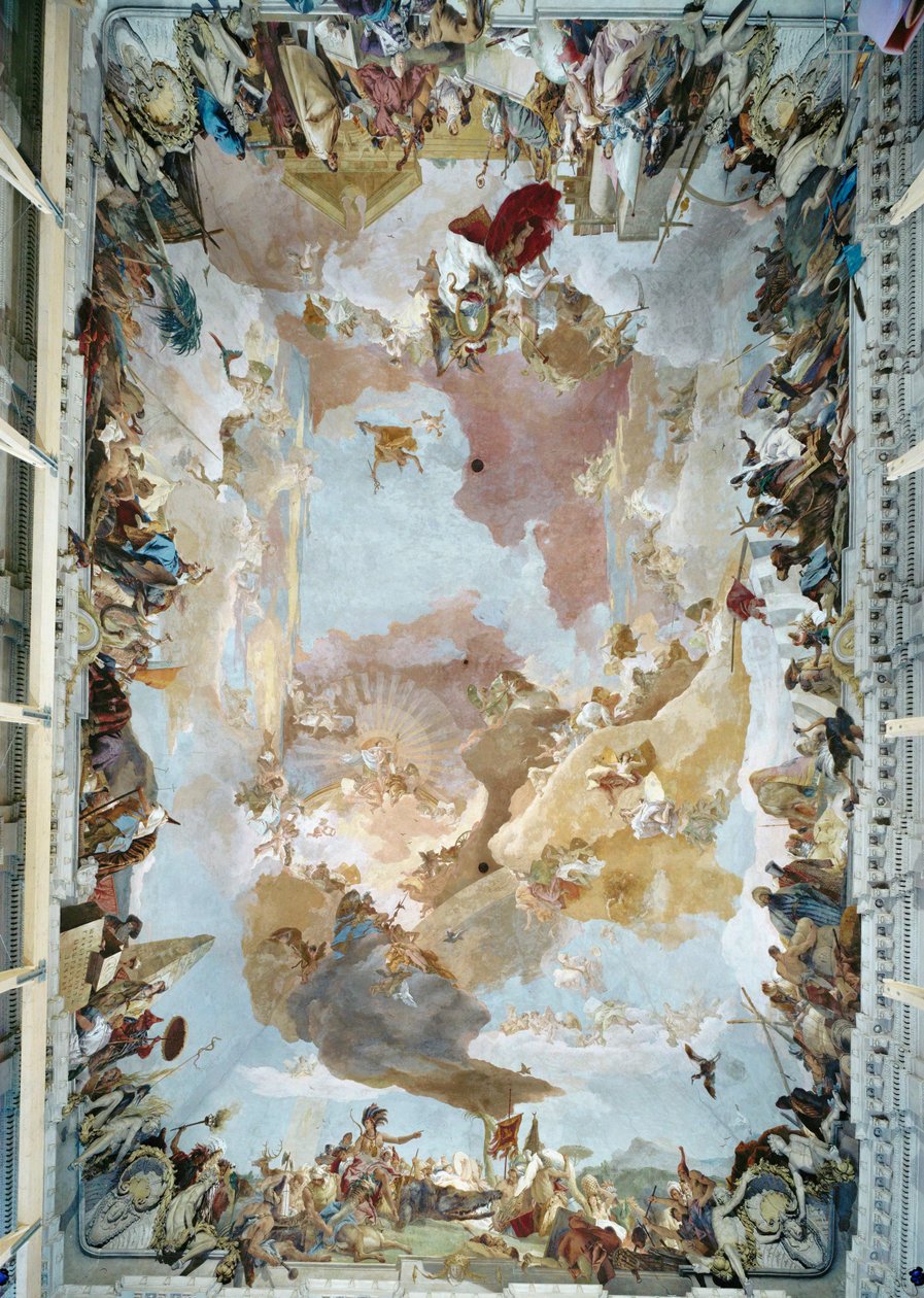 Affresco sul soffitto dello scalone della residenza episcopale di Wuerzburg ... (affresco) da Giovanni Battista (1696 1770) Tiepolo